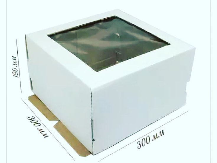 картинка Коробка 30/30/19 с окном 25 ШТ белая для торта  от магазина KondiShop