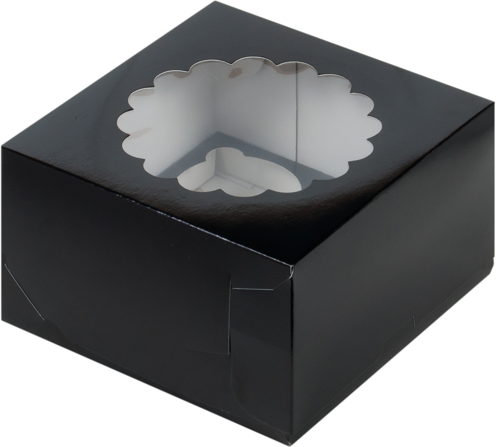 картинка Коробка на 4 капкейка с окном. чёрная от магазина KondiShop