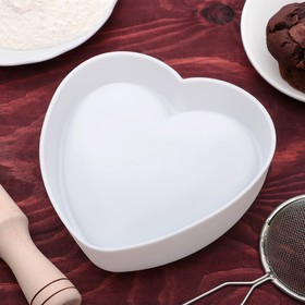 картинка Форма силиконовая для муссовых десертов 13х10х 5,5 см "Сердце", белый от магазина KondiShop