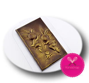 картинка Форма пластиковая плитка Зайчатки На Кроватке для шоколада от магазина KondiShop