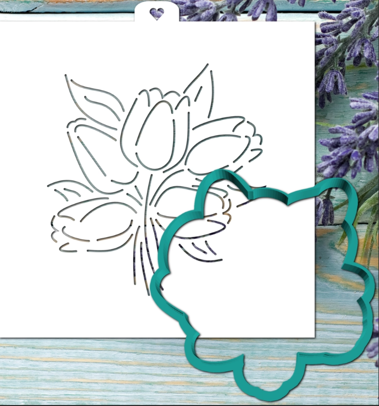 картинка Трафарет+форма/вырубка "Букет тюльпанов"  от магазина KondiShop