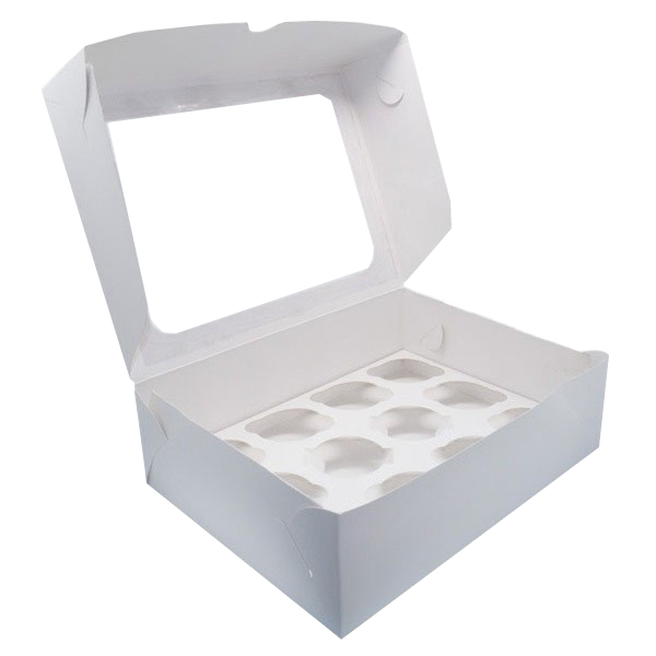 картинка Коробка на 12 капкейков белая с окном. Патисьер. от магазина KondiShop