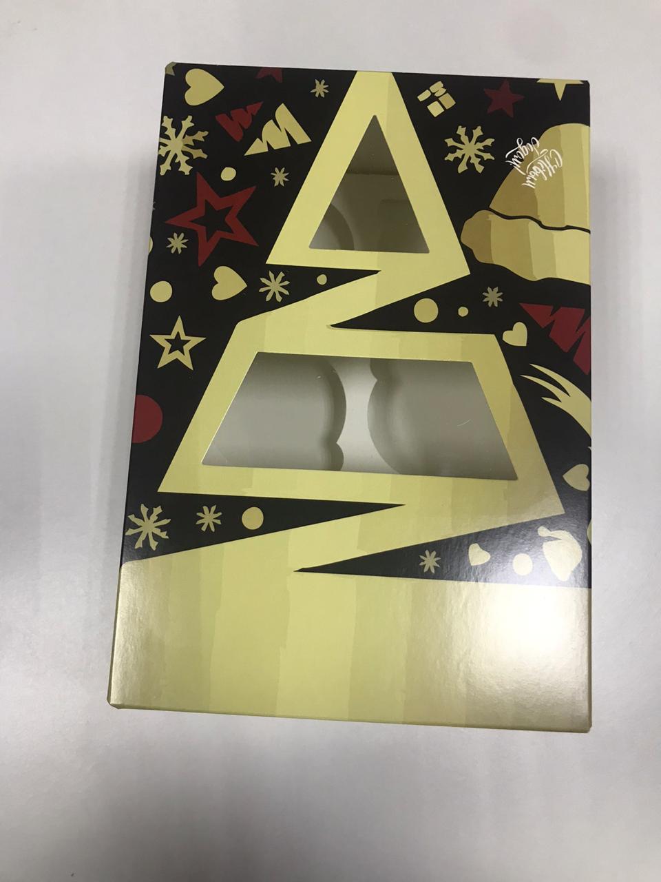 картинка Коробка на 6 капкейков Ёлка чёрная/золото от магазина KondiShop