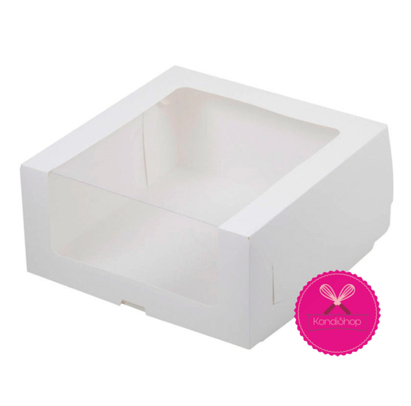 картинка УЦЕНКА Коробка 23,5/23,5/11,5 см.Белая с окном ( для торта )  от магазина KondiShop