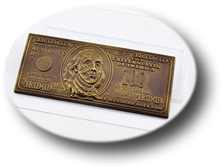 картинка Форма пластиковая для шоколада Плитка банкнота 100 $ (долларов) от магазина KondiShop