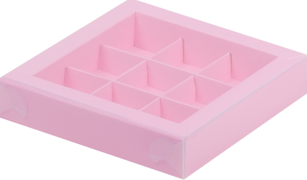 картинка Коробка под 9 конфет  Розовая пласт. крышка от магазина KondiShop