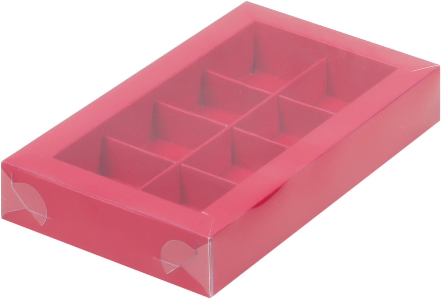 картинка Коробка под 8 конфет Красная матовая Крышка пластик от магазина KondiShop