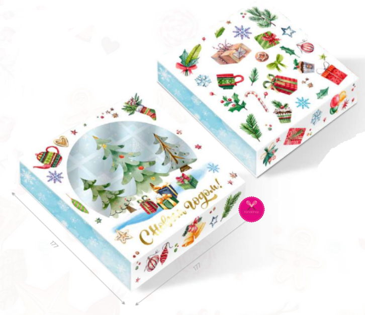 картинка Коробка под 16 конфет ЁЛОЧКИ от магазина KondiShop