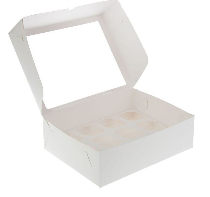 картинка УЦЕНКА Коробка на 12 капкейков с окном.Белая. Мелованный картон. от магазина KondiShop