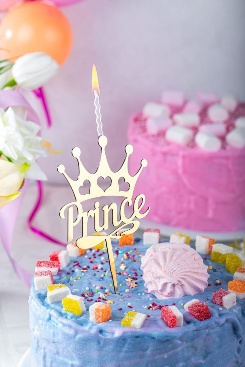 картинка Свеча топпер из акрила "Prince" золото, 10,5 см от магазина KondiShop