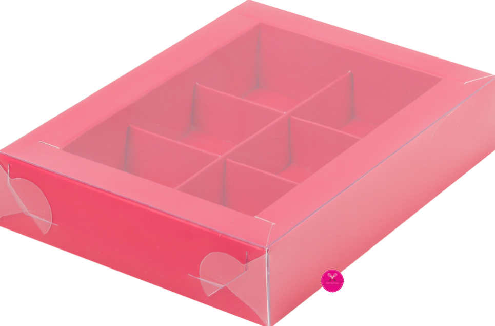 картинка Коробка под 6 конфет Красная с пласт. крышкой от магазина KondiShop