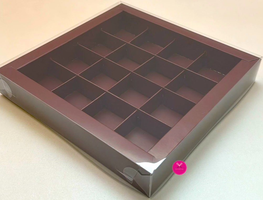 картинка Коробка под 16 конфет Шоколад с пласт.крышкой от магазина KondiShop