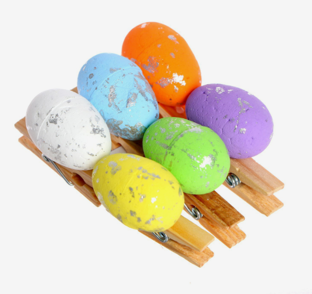 картинка Прищепки декоративные Яйца набор 6 шт, цвет микс от магазина KondiShop