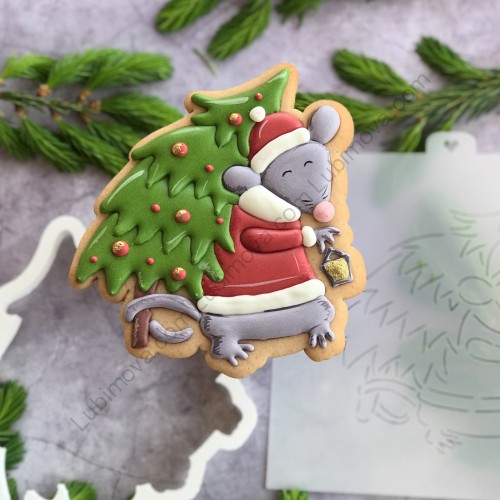 картинка Трафарет+форма «Новогодняя мышка с елочкой» от магазина KondiShop