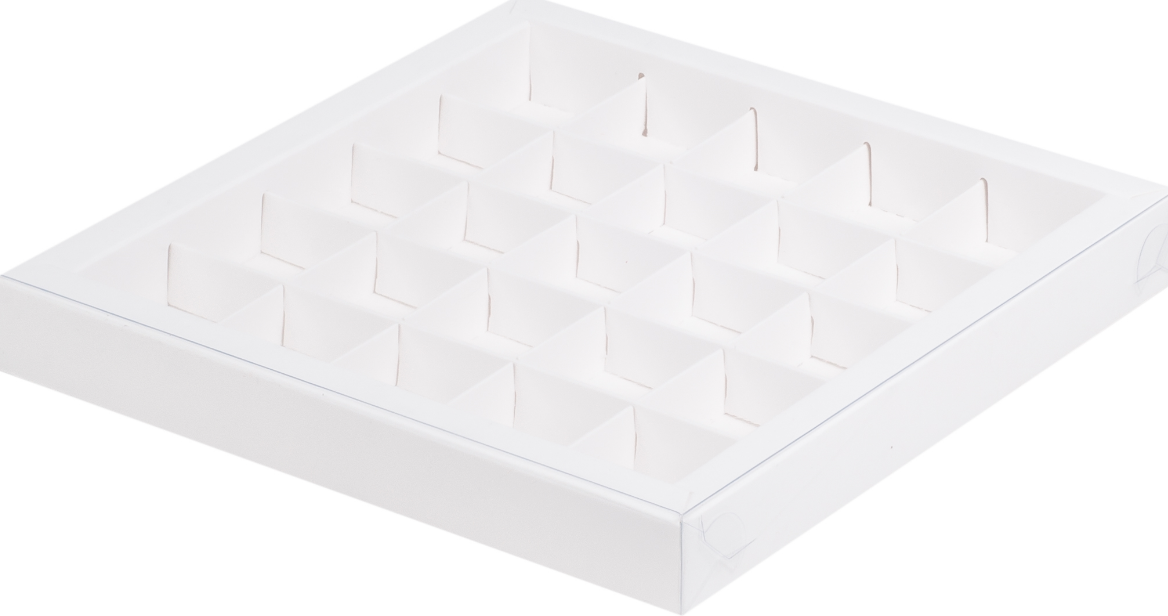 картинка Коробка под 25 конфет, белая с пласт. крышкой от магазина KondiShop