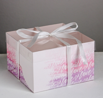 картинка Коробка на 4 капкейка Love (надпись) от магазина KondiShop