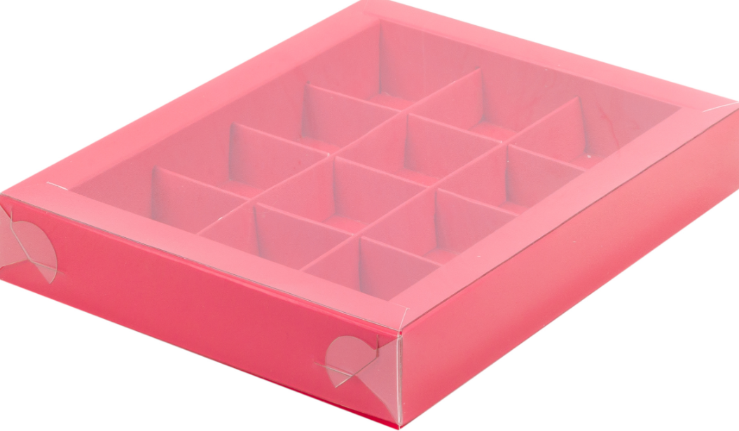 картинка Коробка под 12 конфет Красная матовая с пласт. крышкой от магазина KondiShop