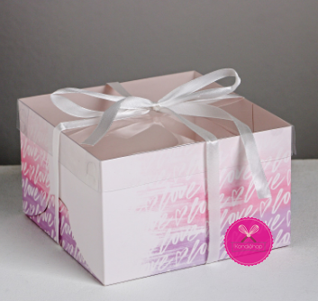 картинка Коробка на 4 капкейка Love надпись от магазина KondiShop