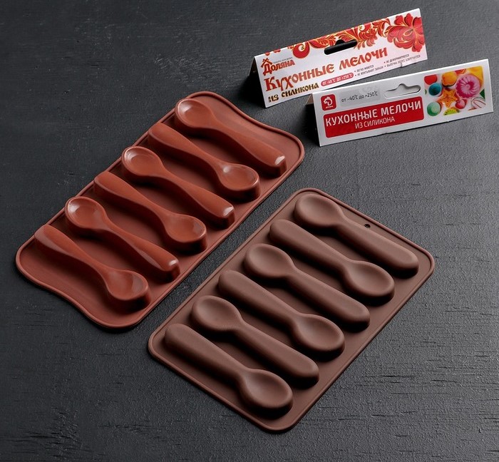 картинка Форма силиконовая ЛОЖКИ, 6 ячеек (для шоколада/изомальта) от магазина KondiShop