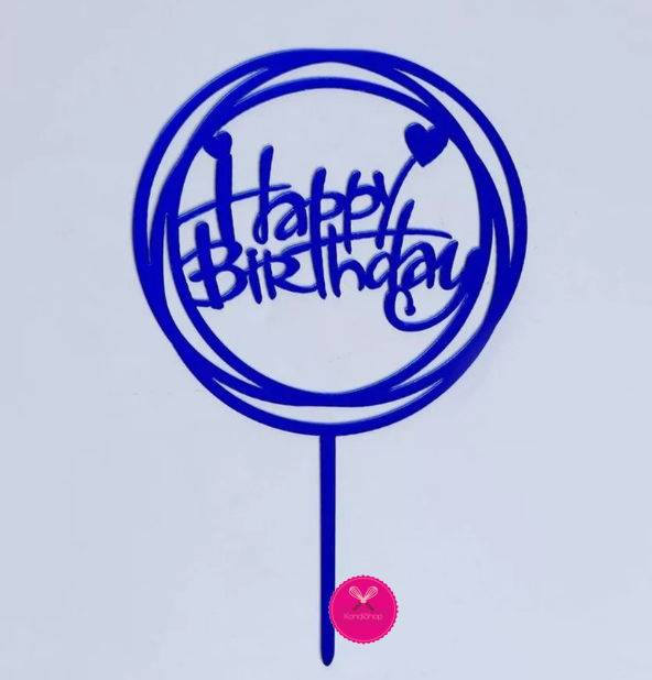 картинка Топпер Happy birthday круг синий акрил от магазина KondiShop