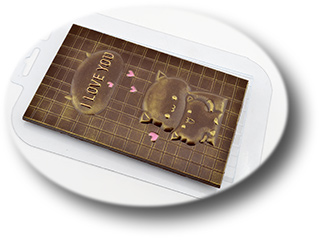 картинка Форма пластиковая для шоколада "Плитка Люблю Котятки" от магазина KondiShop