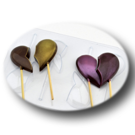 картинка Форма пластиковая Половинки Сердца на палочке для шоколада, мастики от магазина KondiShop