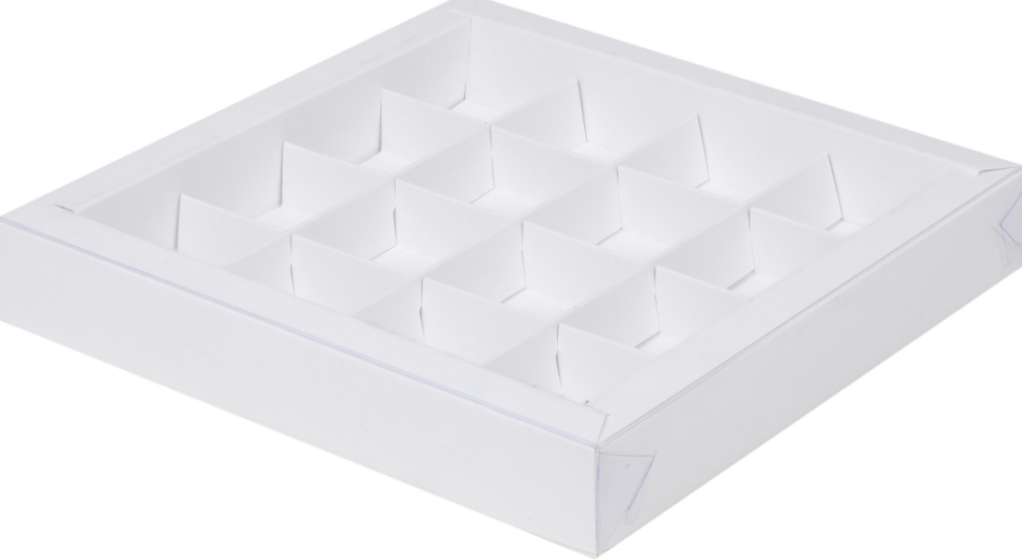 картинка Коробка под 16 конфет Белая с пласт.крышкой от магазина KondiShop