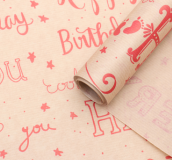картинка Бумага упаковочная крафт  "С Днем Рождения!", 0.6 x 10 м, 40 г/м2 от магазина KondiShop