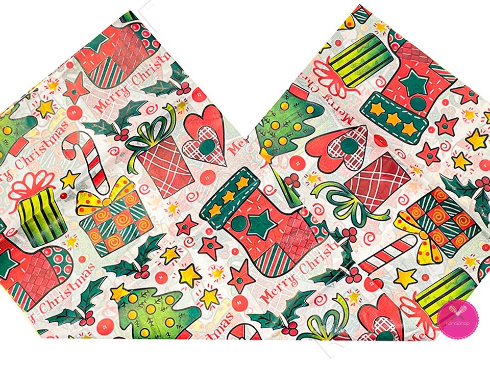 картинка Бумага Тишью 50/66 Merry Christmas белая 5 шт в уп от магазина KondiShop
