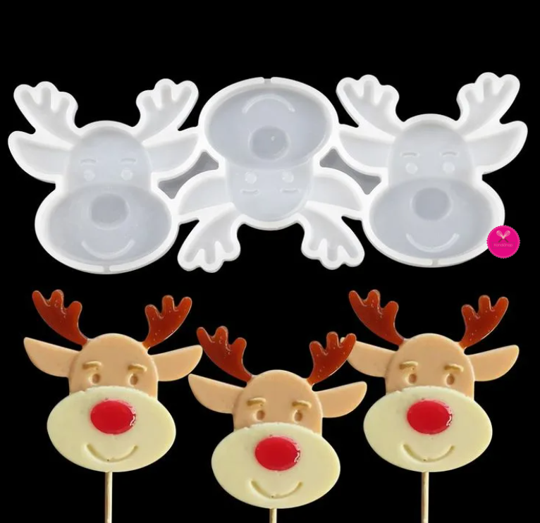 картинка Форма силиконовая Рождественский Олень 3 в 1 для шоколада/изомальта от магазина KondiShop