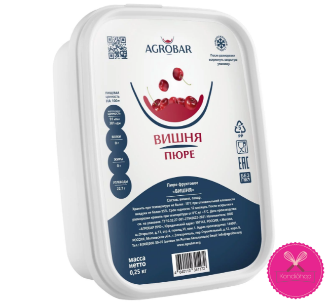 картинка Замороженное пюре Вишня 250 гр Агробар от магазина KondiShop