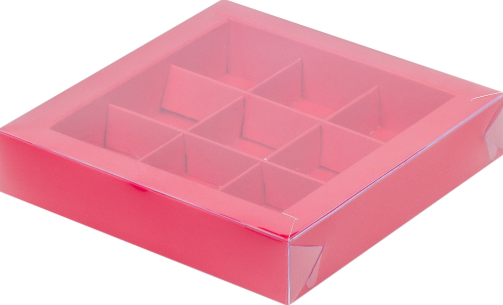 картинка Коробка под 9 конфет Красная с пласт. крышкой от магазина KondiShop