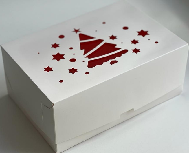картинка Коробка на 6 капкейков Ёлка белая от магазина KondiShop