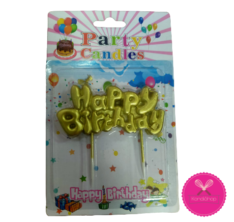картинка Свеча "Happy birthday" золото 8,5 см от магазина KondiShop