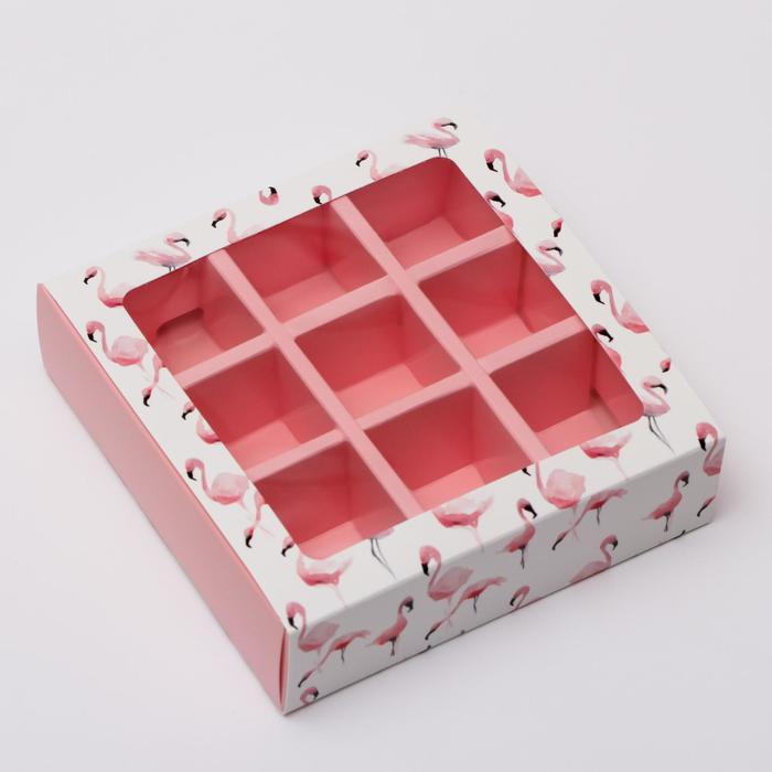 картинка Коробка под 9 конфет Фламинго от магазина KondiShop