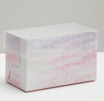 картинка Коробка на 2 капкейка Love, 16/8/10 см от магазина KondiShop