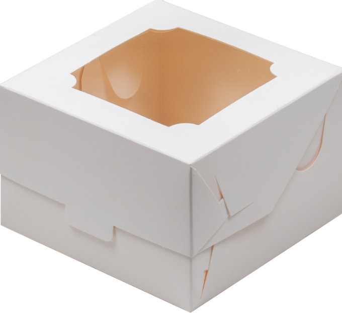 картинка Коробка 12/12/8 см с окном, белая,  для бенто-торта, зефира от магазина KondiShop