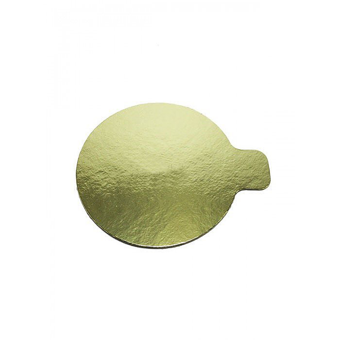 картинка Подложка для пирожного, диаметр 8 см, толщина 0,8 мм. Золото.с держателем от магазина KondiShop