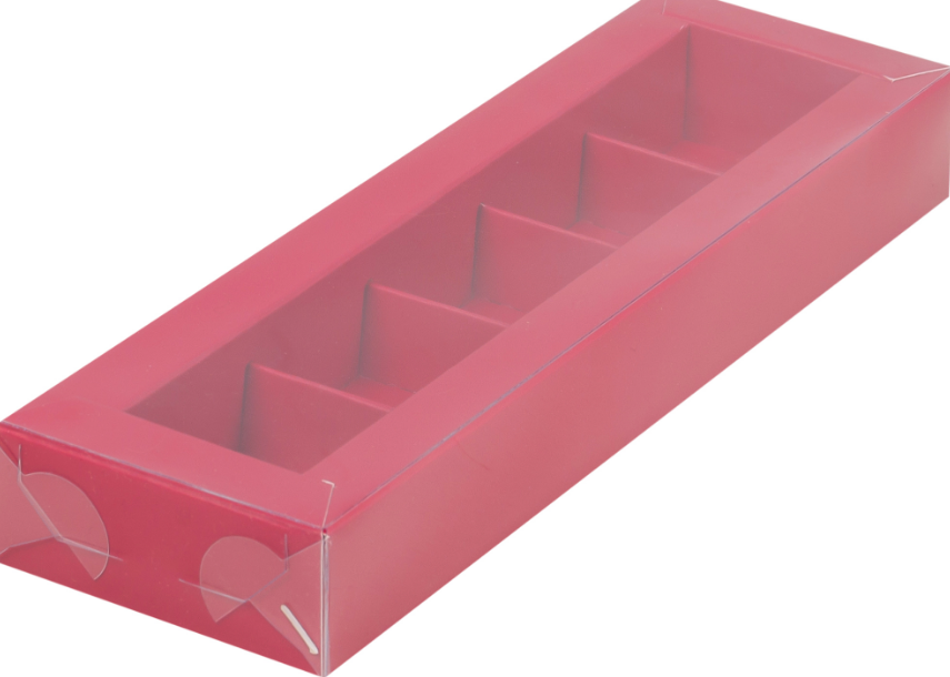 картинка Коробка под 5 конфет Красная с пласт. крышкой от магазина KondiShop