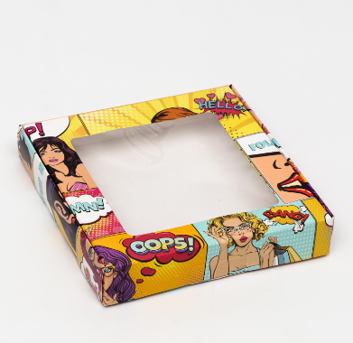 картинка Коробка самосборная, "Pop-art, 16/16/3 см от магазина KondiShop