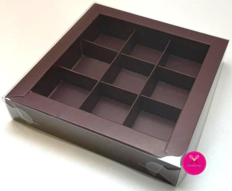 картинка Коробка под 9 конфет Шоколад пласт. крышка от магазина KondiShop