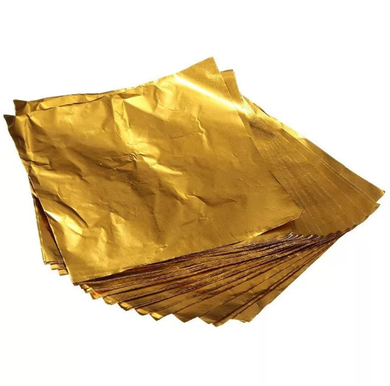 картинка Фольга оберточная для конфет Золотая 10*10 см, 100 шт. от магазина KondiShop