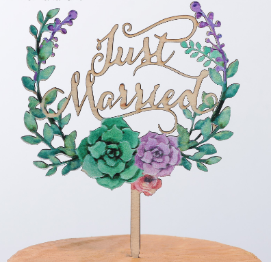 картинка Топпер 16x13 см "Just Married", фанера от магазина KondiShop