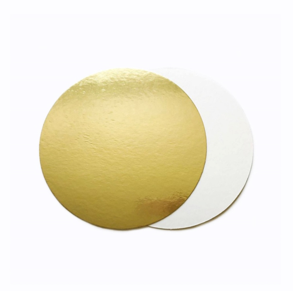 картинка Подложка для пирожного диаметр 9 см, толщина 1,5 Двухсторонняя золото/белая от магазина KondiShop