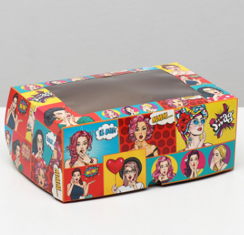 картинка Коробка на 6 капкейков "Pop-art", с окном от магазина KondiShop