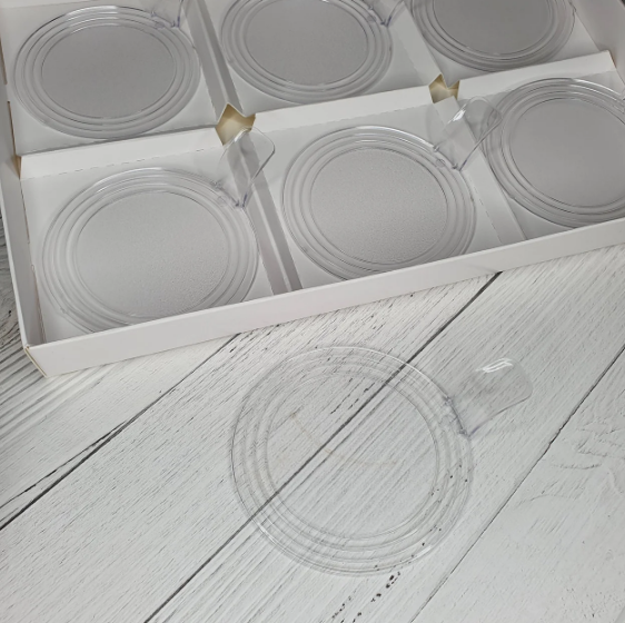 картинка Подложка для пирожного  пластиковая 7,7 см, круглая с держателем (цвет Прозрачный) от магазина KondiShop