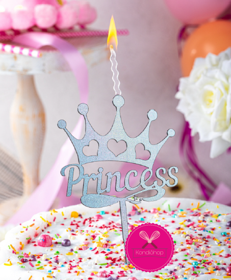 картинка Свеча топпер из акрила "Princess" хамелеон, 10 см от магазина KondiShop