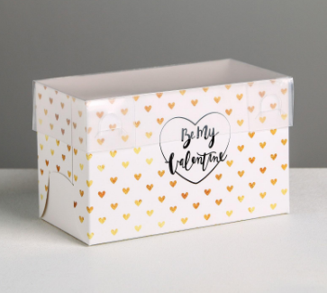картинка Коробка на 2 капкейка Be my Valentine 16/8/10 см от магазина KondiShop