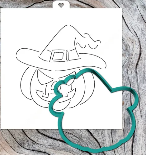 картинка Трафарет+форма/вырубка "Тыква в шляпе. Хэллоуин" от магазина KondiShop