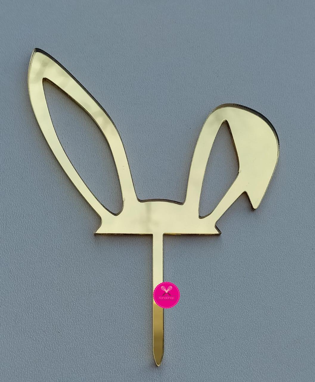 картинка Топпер уши зайца, золото, акрил 9/6,8 см от магазина KondiShop